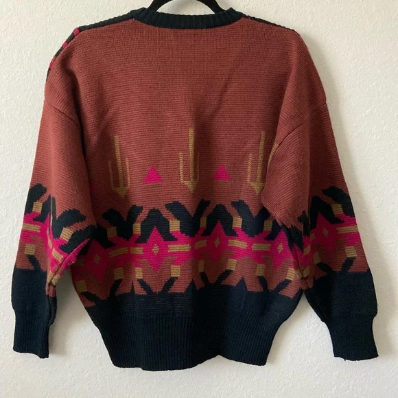 Bogner Vintage 80s Jacquard Knit Ski Sweater Desert Cactus Design Wool Sweater - Picture 8 of 14